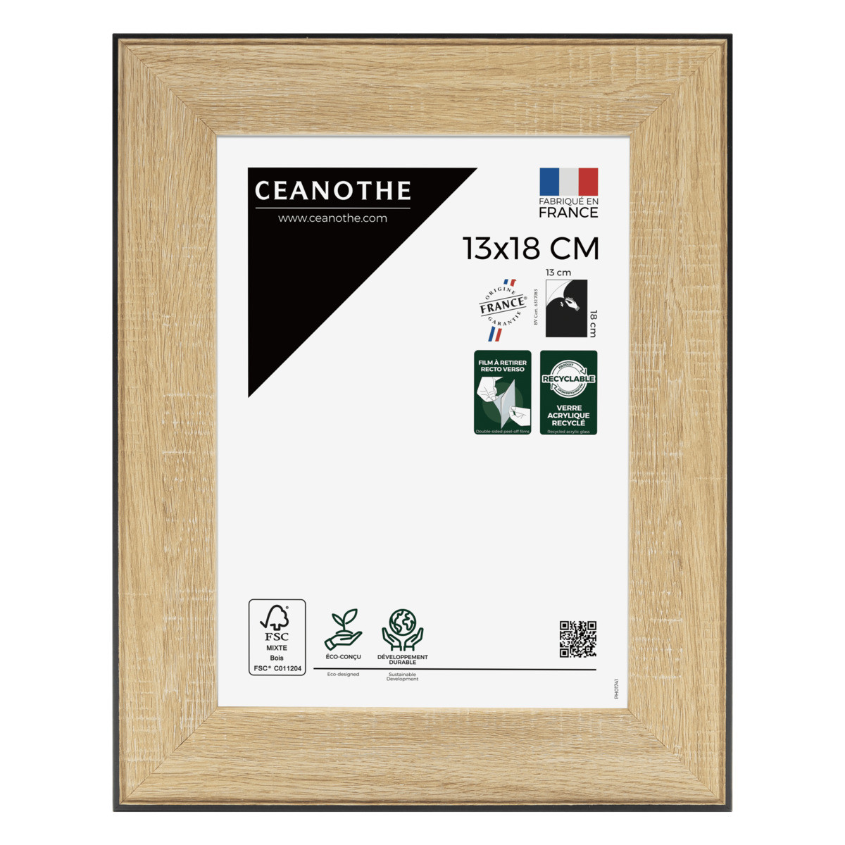Cadre Photo En Résine Recyclée NEWTON noir, CEANOTHE