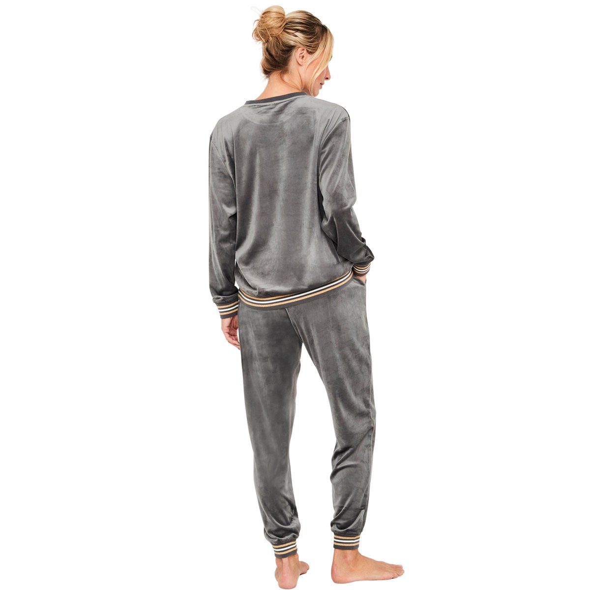 Pyjama pantalon top manches longues Velvet Glow gris, SELMARK