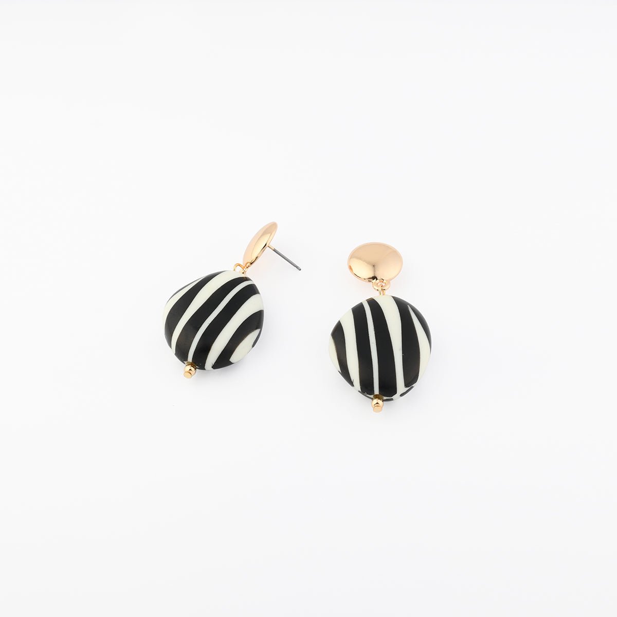 Boucles d'oreilles galets zébrés noir, BALABOOSTE
