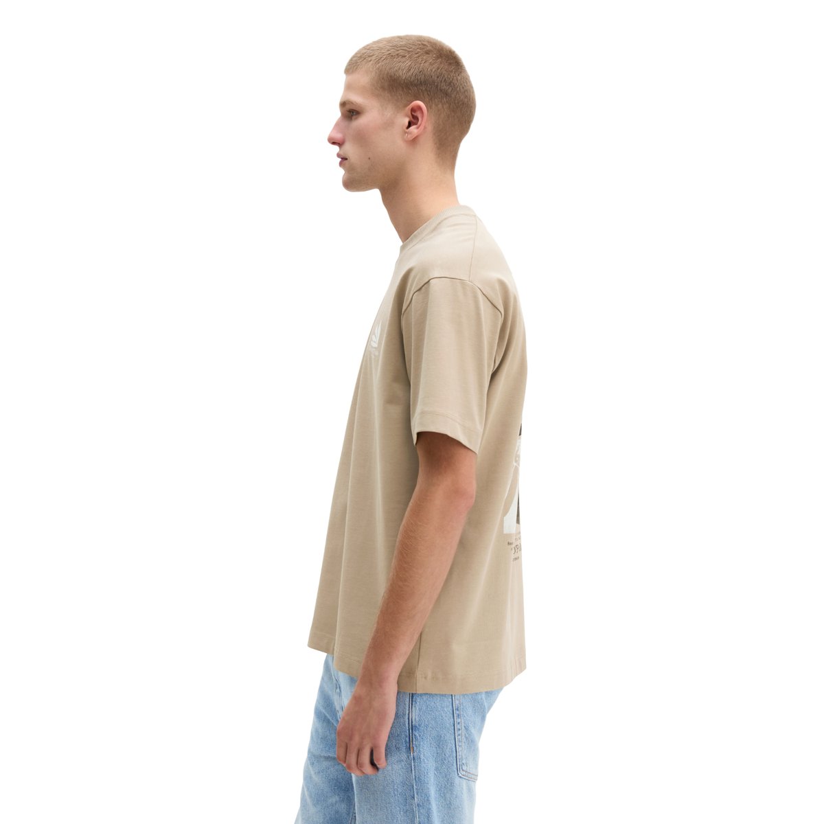 T-shirt loose avec impression dans le dos beige, MARC O'POLO