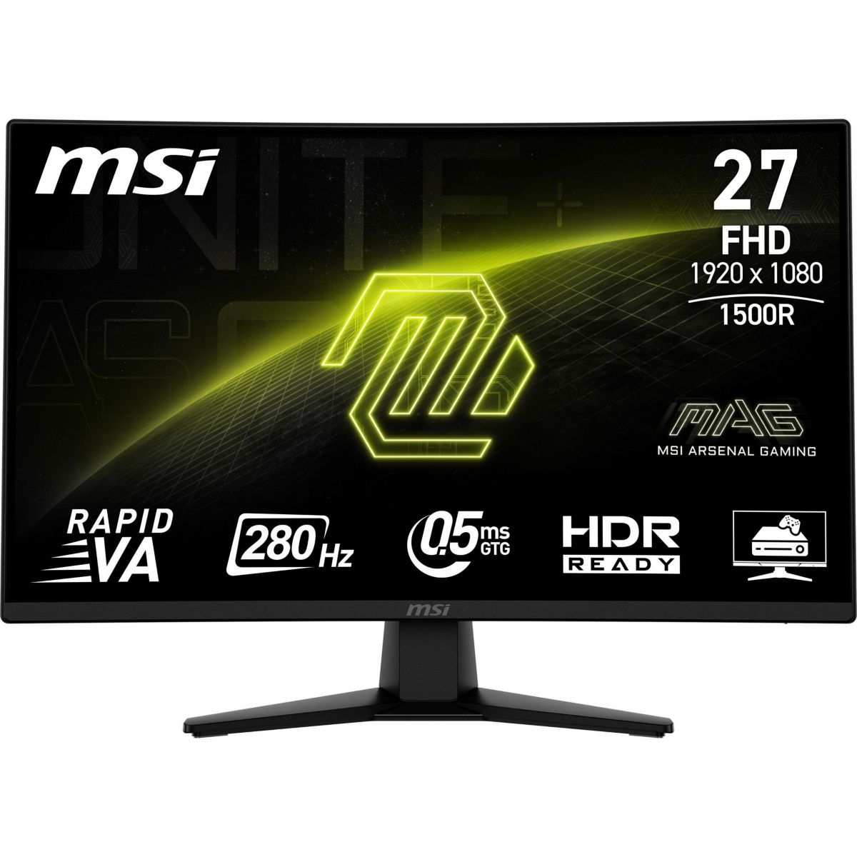 Ecran PC Gamer MAG 274CXF 27" Incurvé 1500R Full HD 280Hz Fast VA HDR10 Adaptive-Sync couleur unique, MSI
