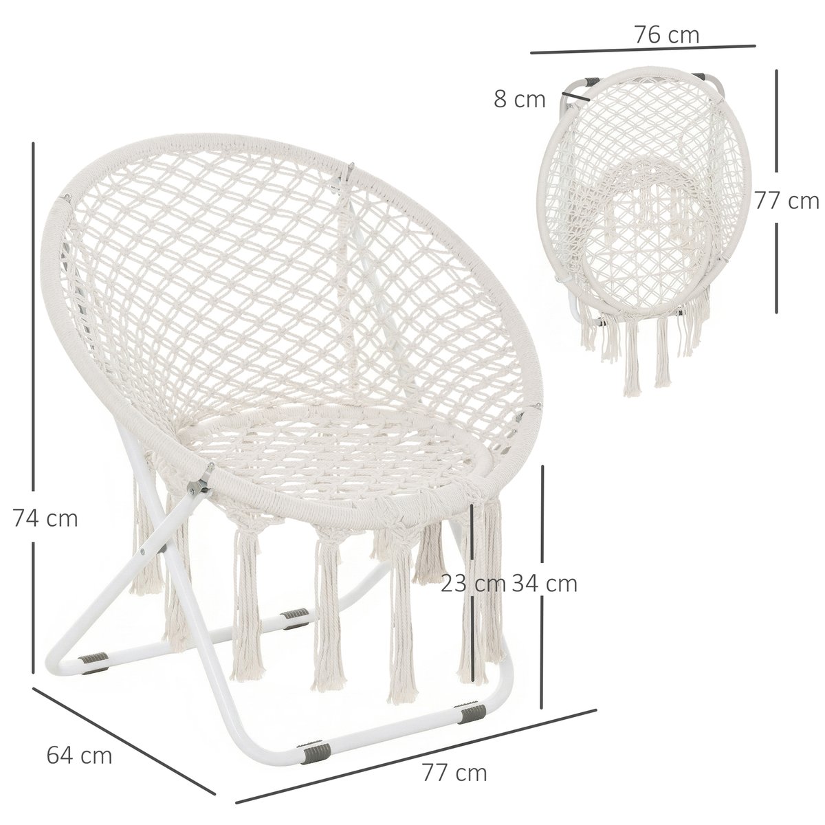 Chaise Moon Coton Beige beige, OUTSUNNY