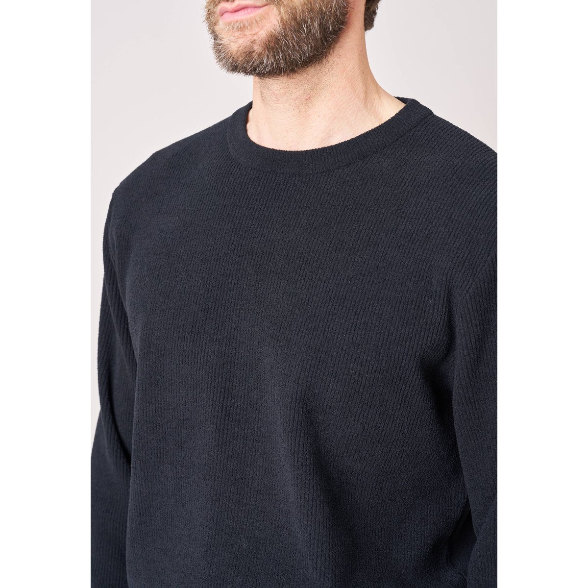 Pull homme col montant poche zippée RUNNER noir, DEELUXE