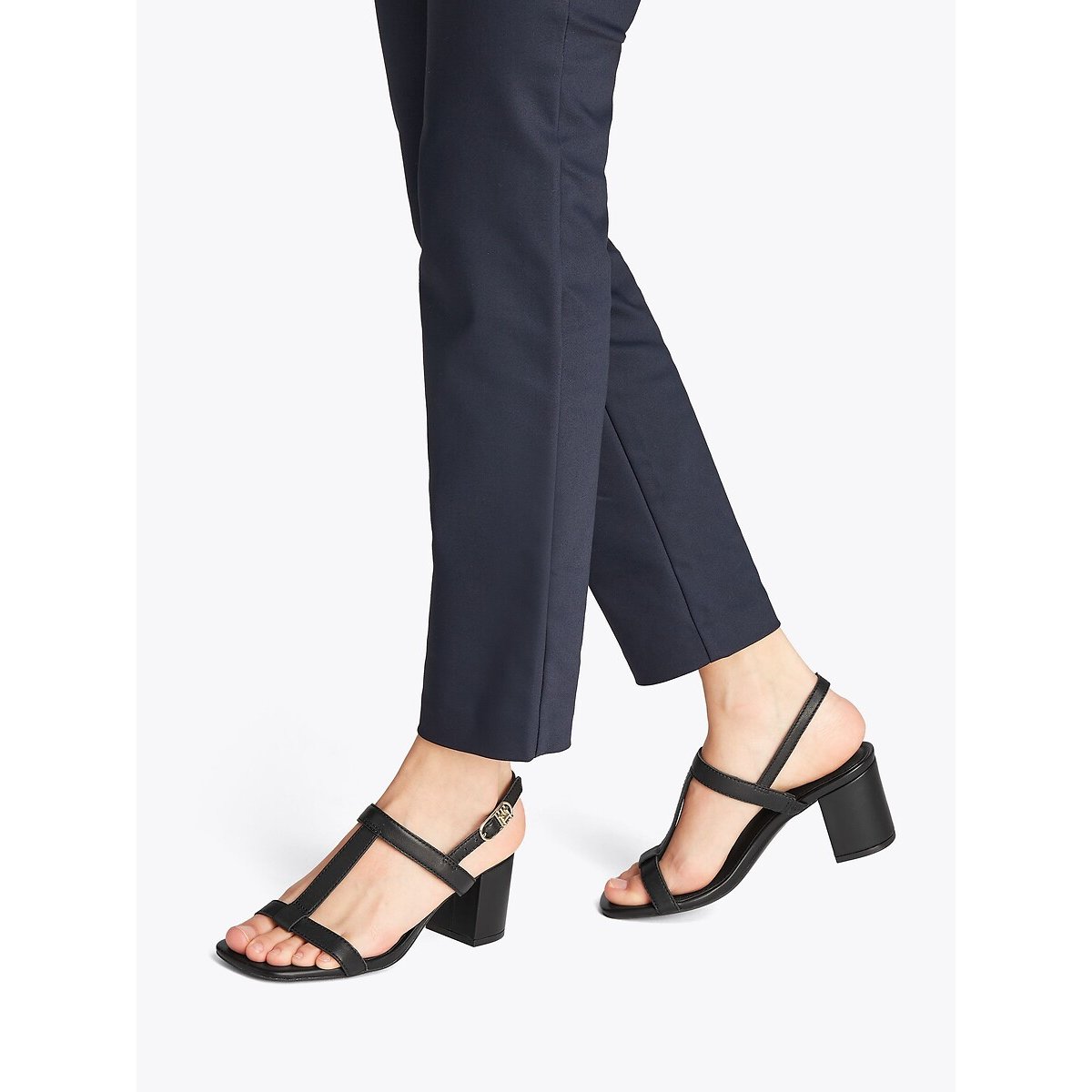 Sandali in pelle con tacco nero , TOMMY HILFIGER