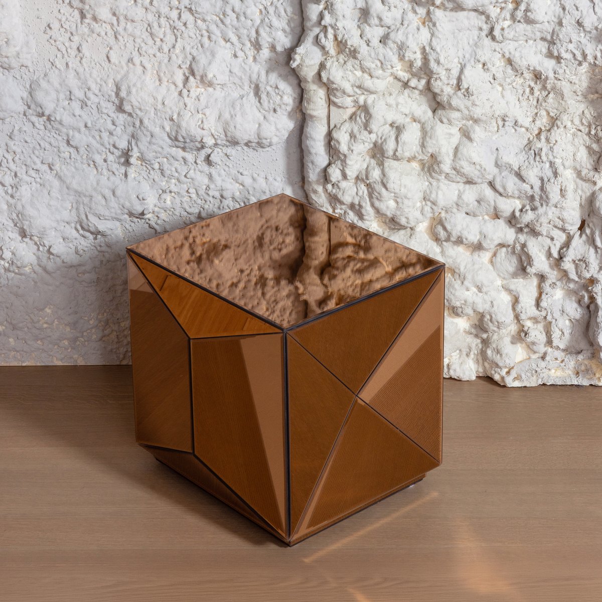Table d'appoint en bois et verre GLINTZ marron, WOOOD