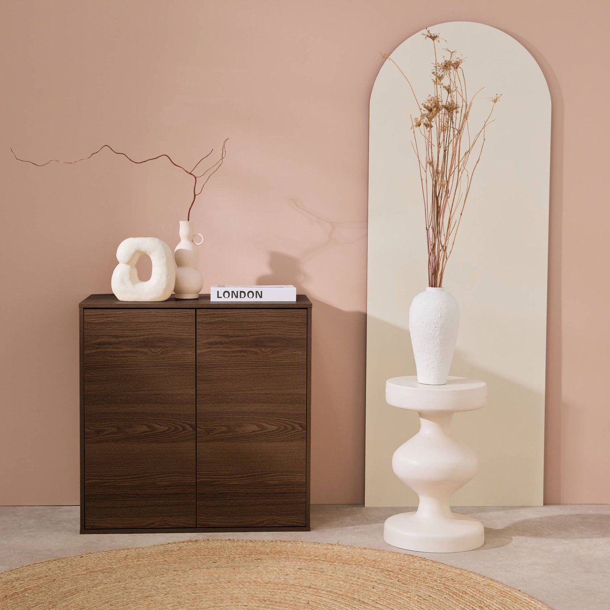 Module de rangement décor bois 2 portes 70cm KOMPO blanc, SWEEEK