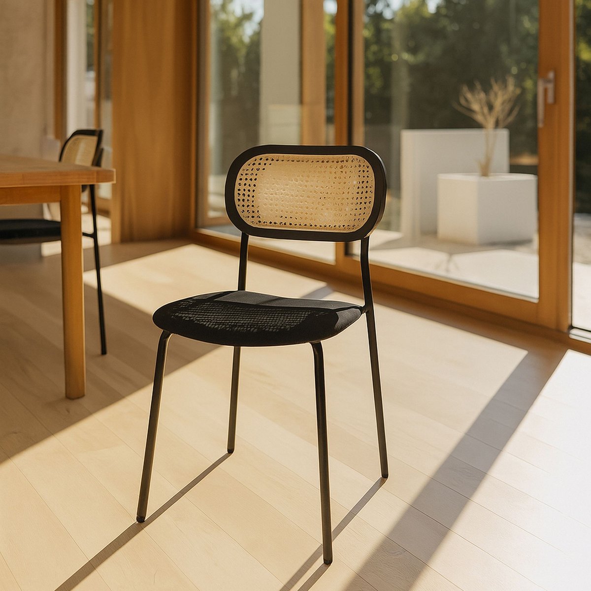 Lot de 2 chaises en bois et velours et pieds en métal, NOSARA noir, NOW'S HOME