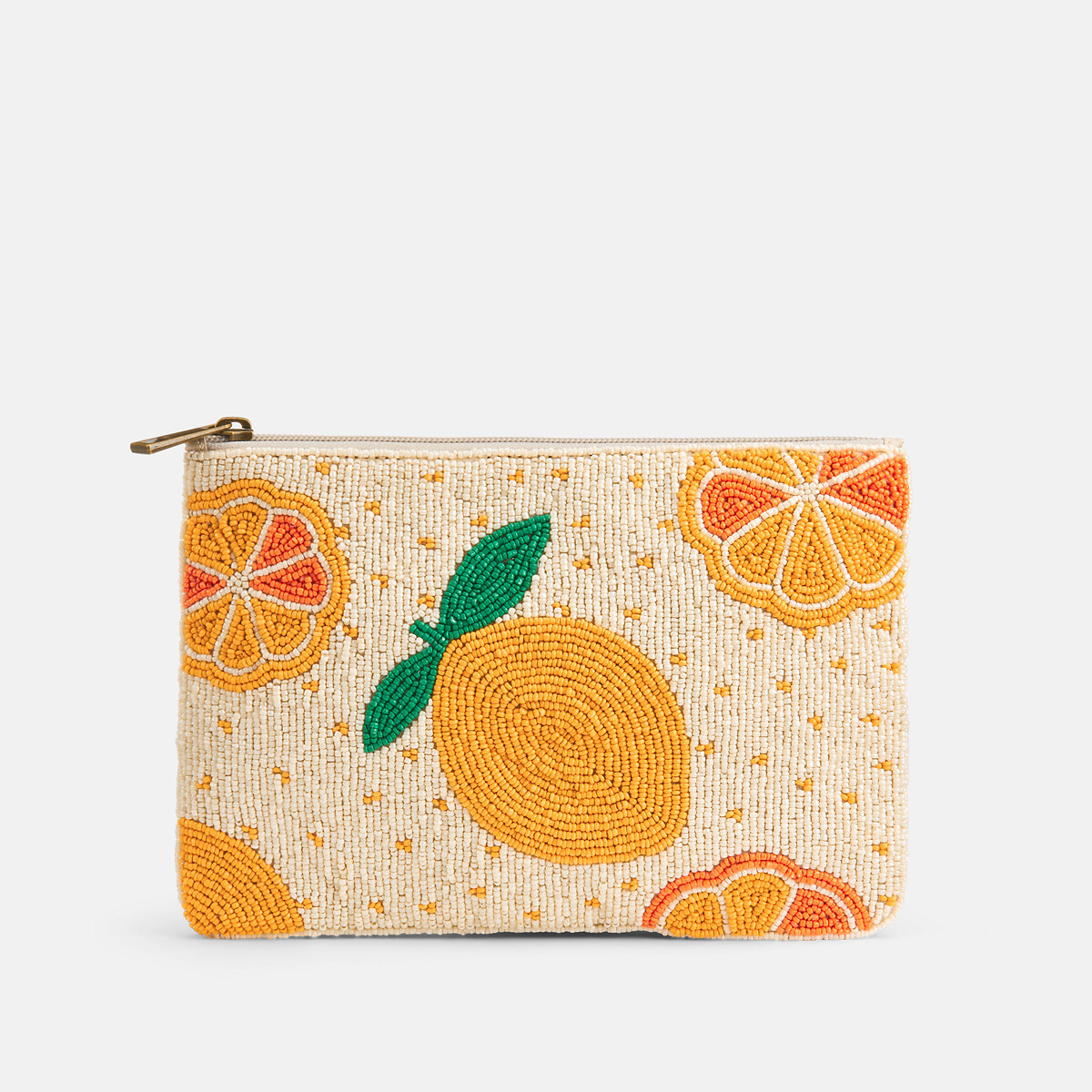 Guria Embroidered Beaded Pouch white/yellow, PIECES