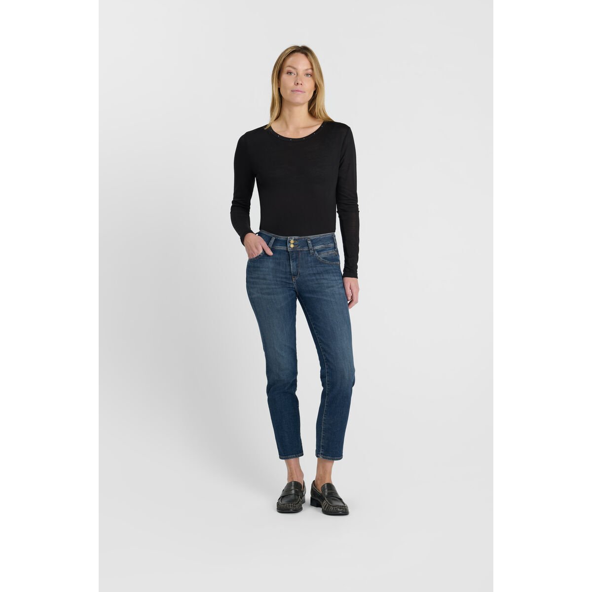 Jeans push-up droite taille haute PULP, 7/8ème blue, LE TEMPS DES CERISES