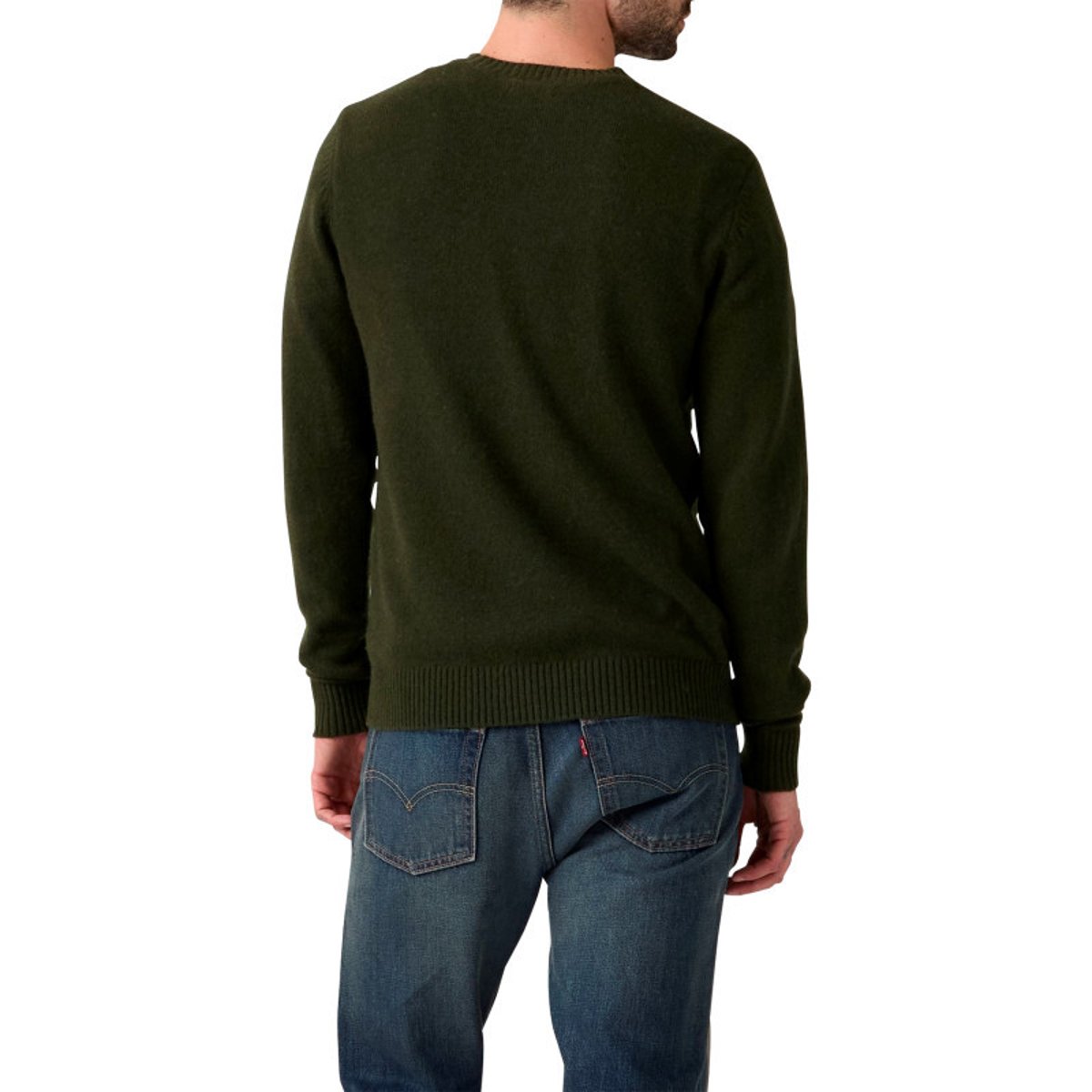 Pull en laine mélangée kaki à coupe ajustée pourvu d'un col rond vert, LEVI'S