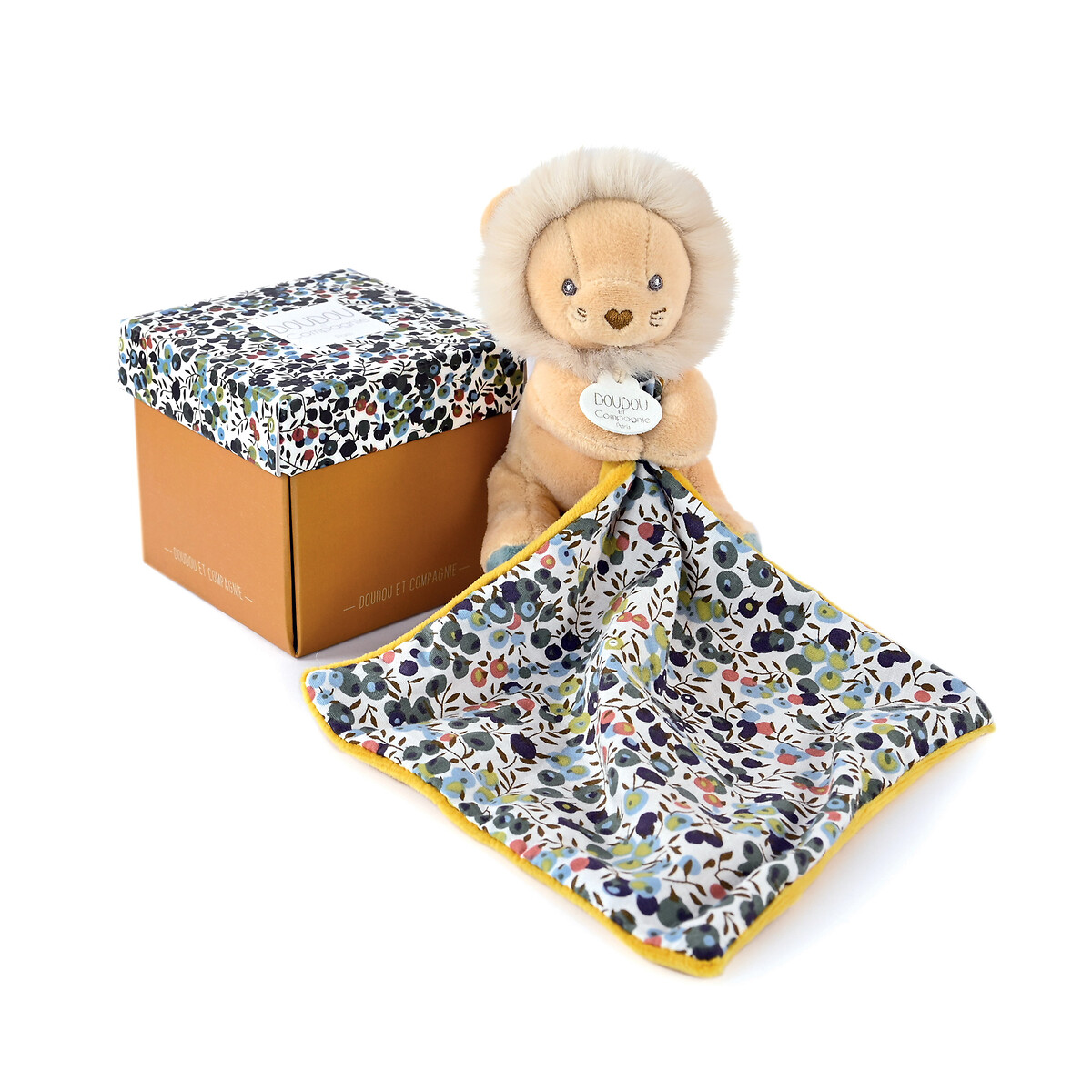 Doudou Lion avec mouchoir 12cm beige, DOUDOU ET COMPAGNIE