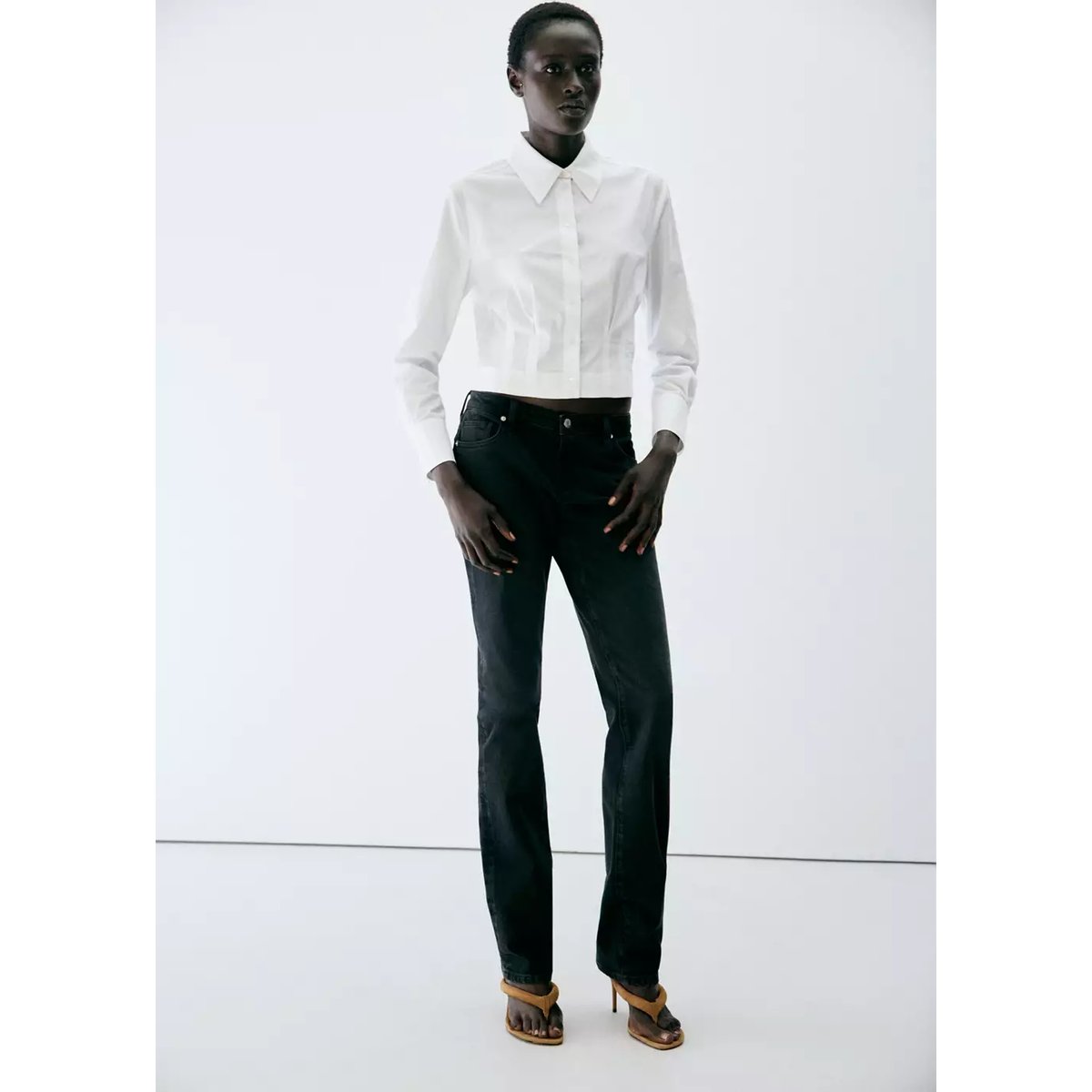 Chemise coton pinces blanc cassé, MANGO