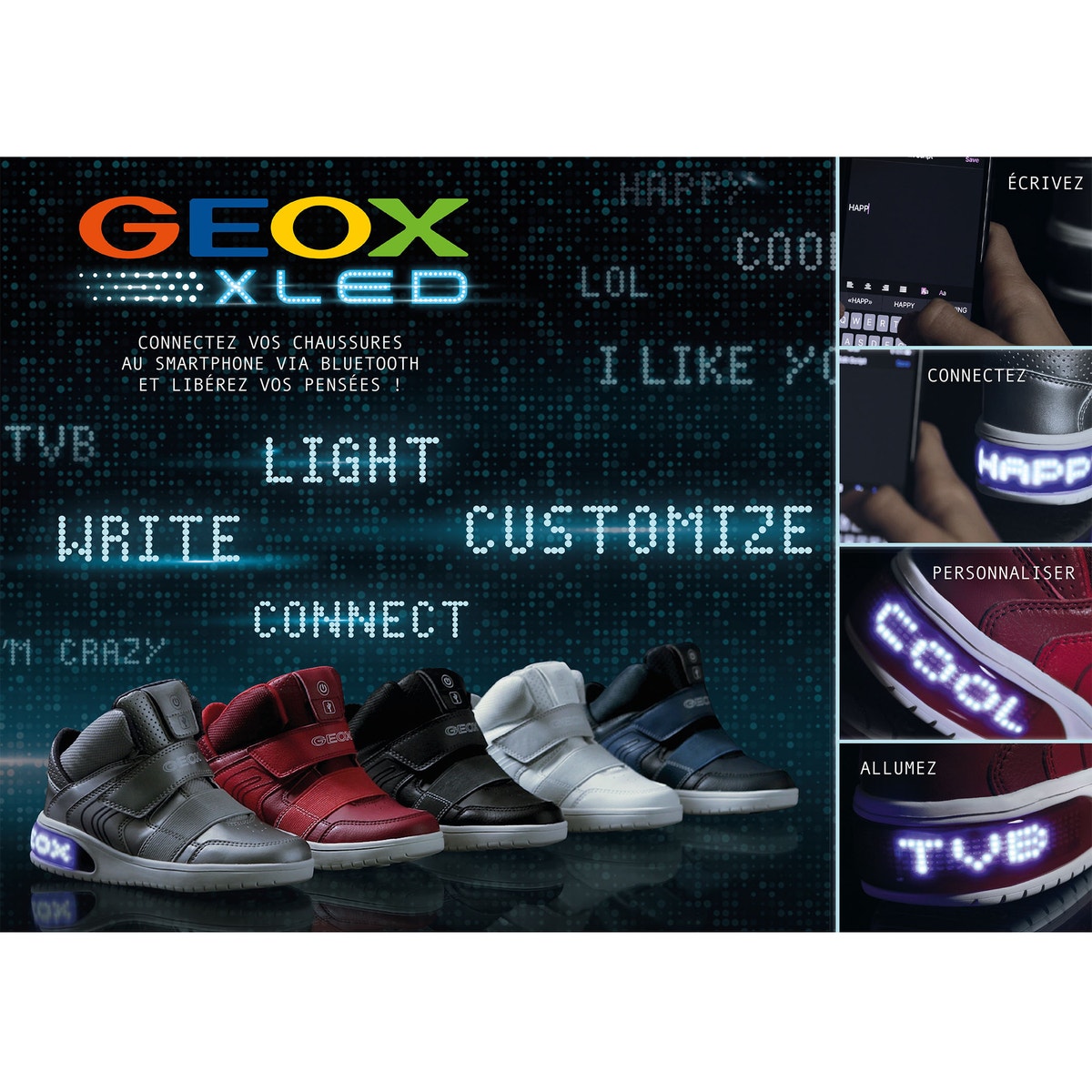 Baskets Respirantes Lumineuses Xled noir, gris, GEOX