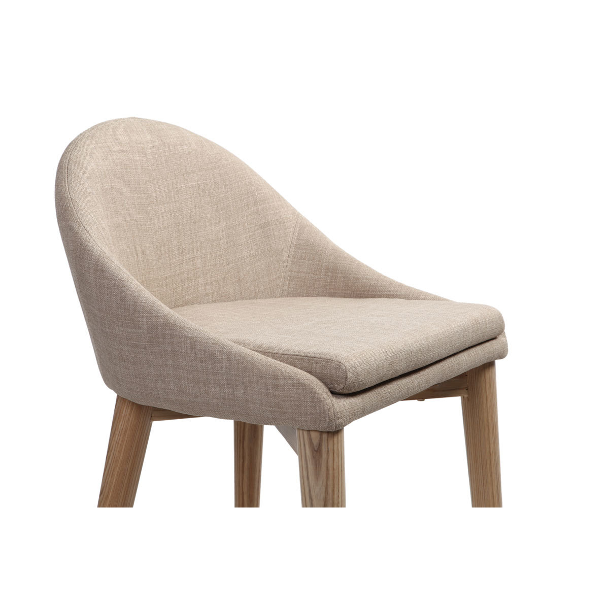 Tabouret de bar design en tissu beige et bois clair H66.5 cm DALIA beige, MILIBOO