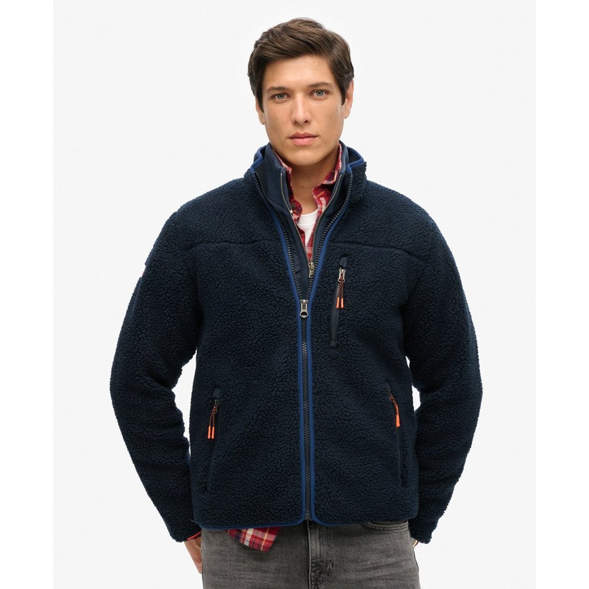 Polaire sherpa zippée bleu marine éclipse, SUPERDRY