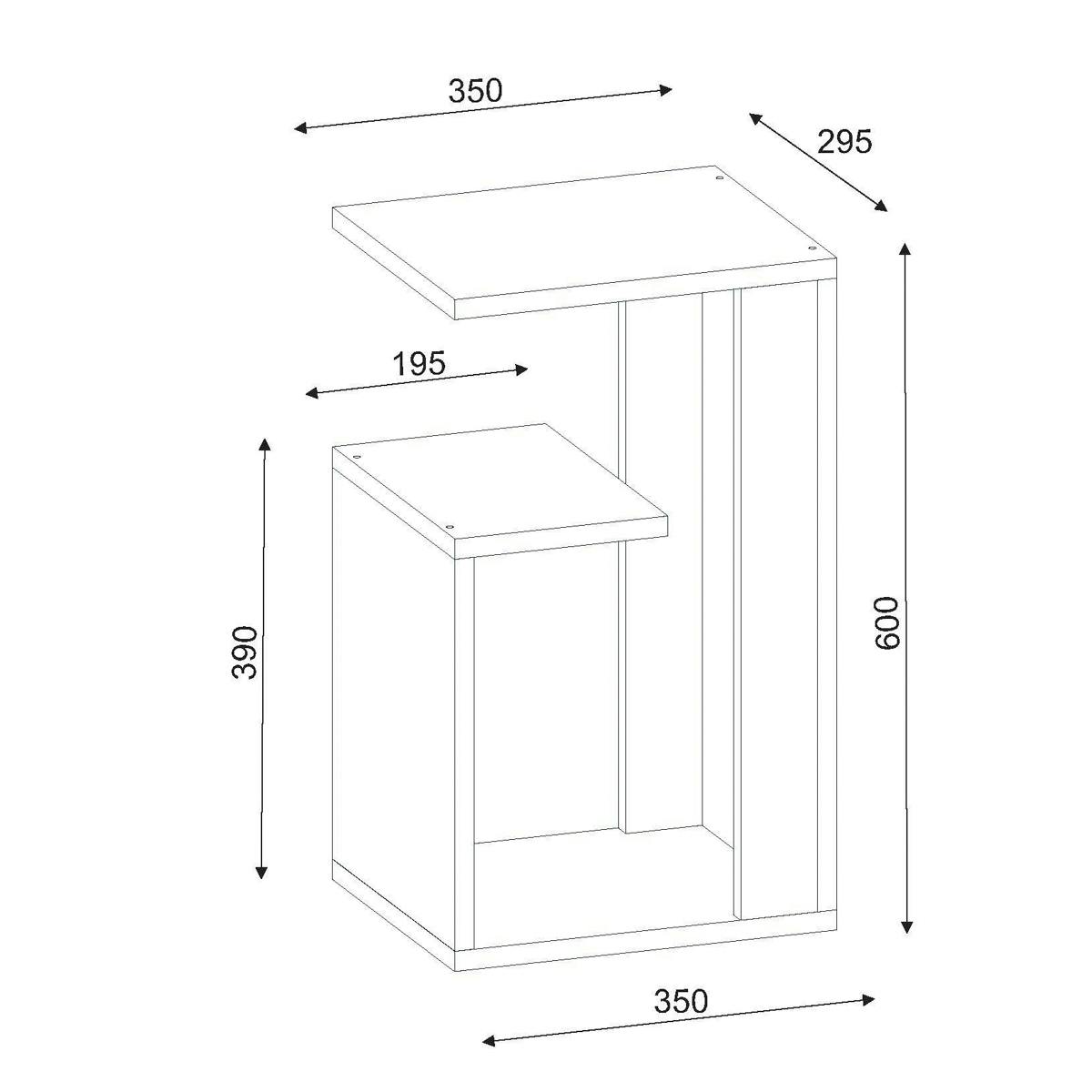 Bout de canapé blanc moderne 2 tablettes 1 niche MARFA blanc, PIER IMPORT