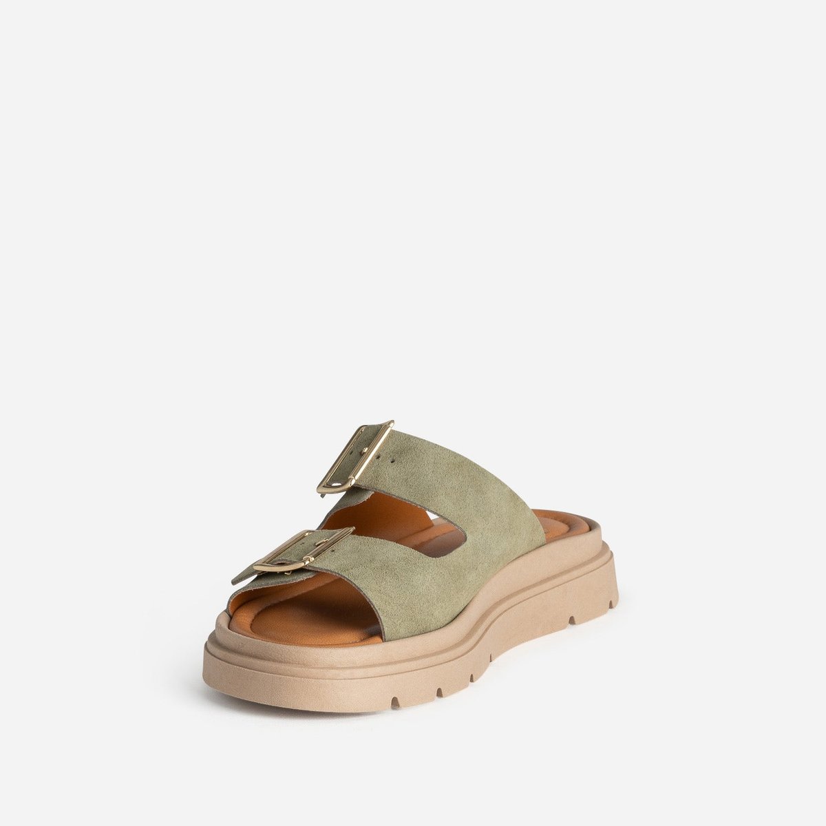 Mule en cuir MARGA kaki, TEXTO