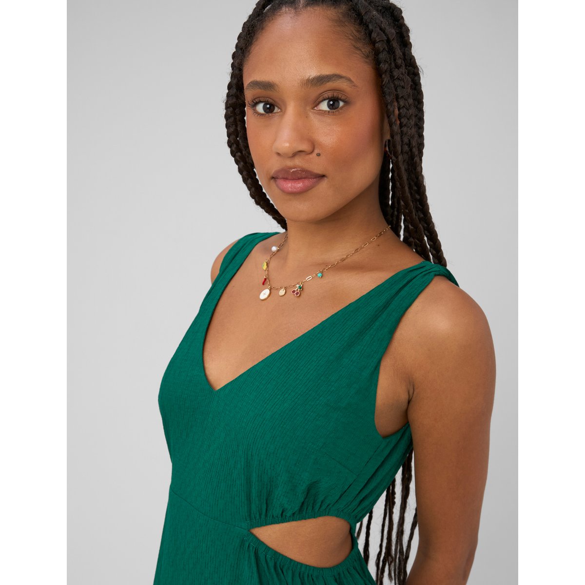 Robe longue col v vert, BZB