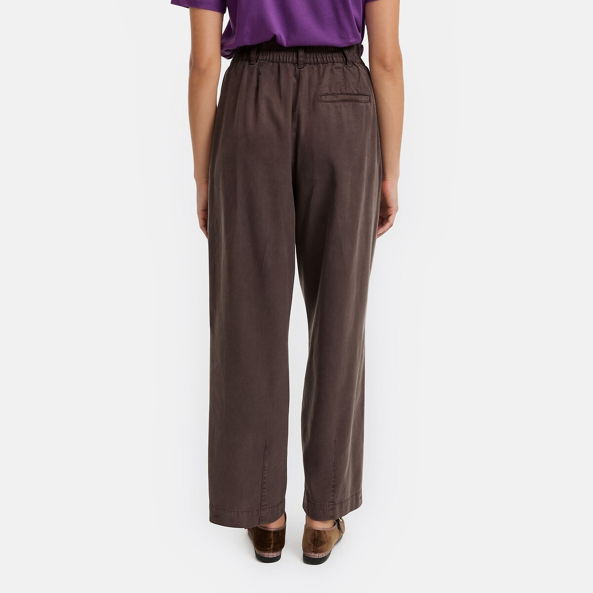 Pantalon large à pinces et taille élastiquée marron, LA REDOUTE COLLECTIONS