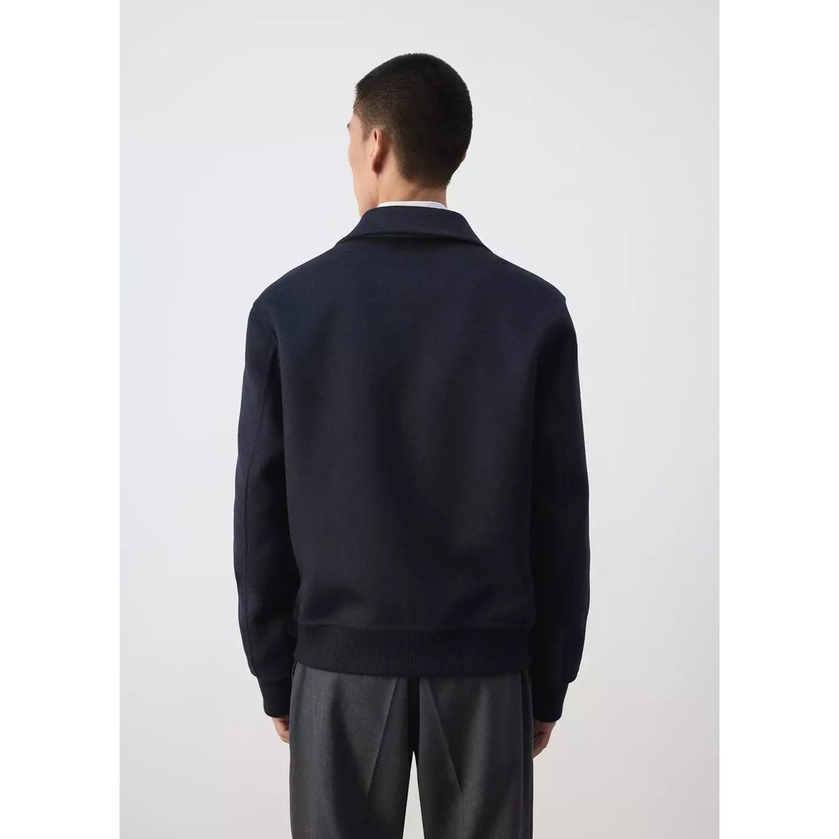 Veste laine mélangée poches bleu nuit, MANGO MAN