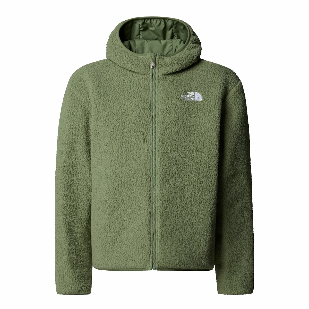 Manteau réversible, coté sherpa, coté doudoune kaki, THE NORTH FACE