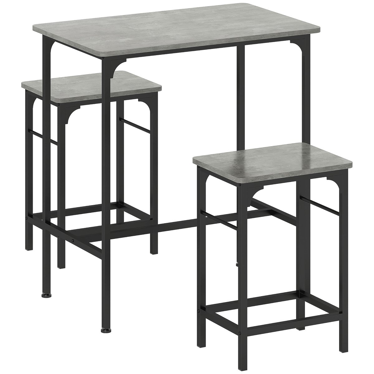 Ensemble de table de bar Panneau de gris, noir, HOMCOM