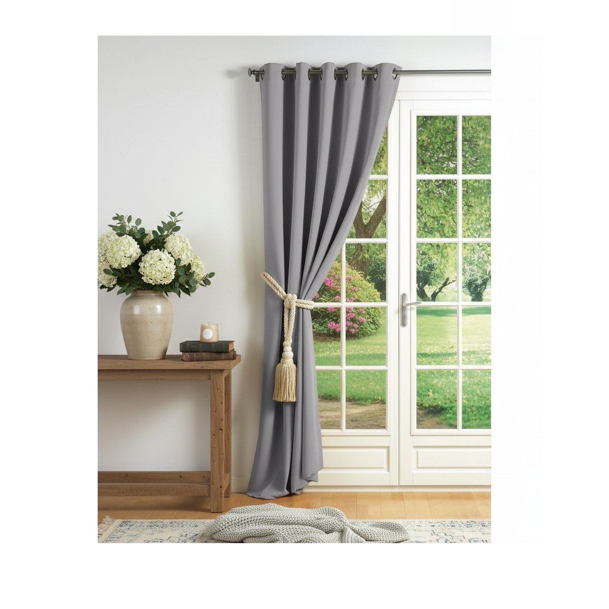 Rideau a oeillets carres Cocoon Gris Clair 140 x 260 cm gris, EDEN