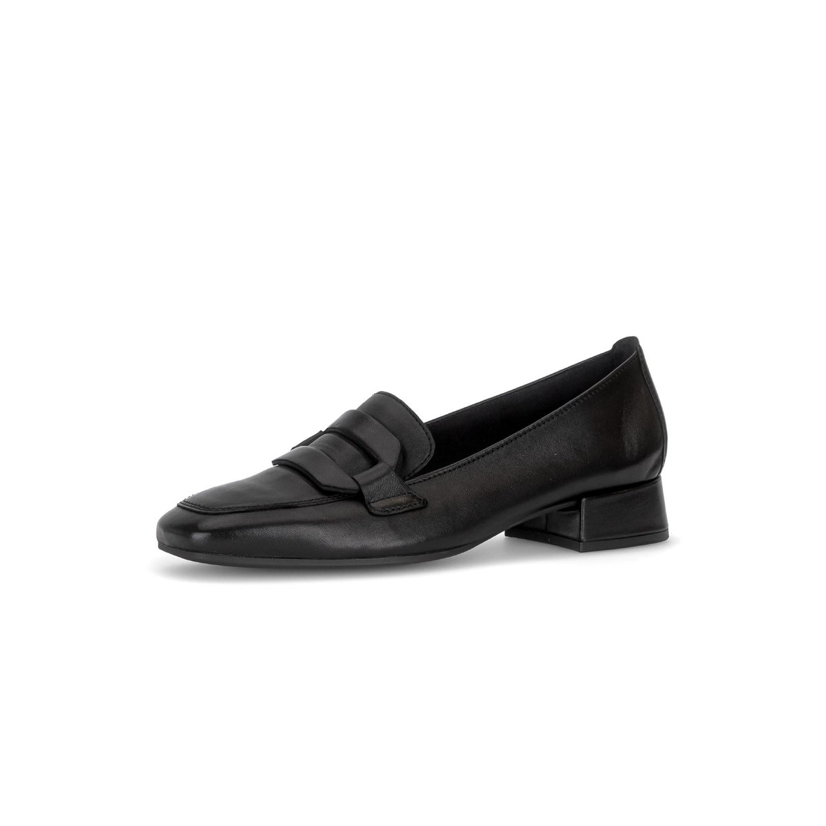 Mocassins en cuir lisse à talon décroché noir lisse, GABOR