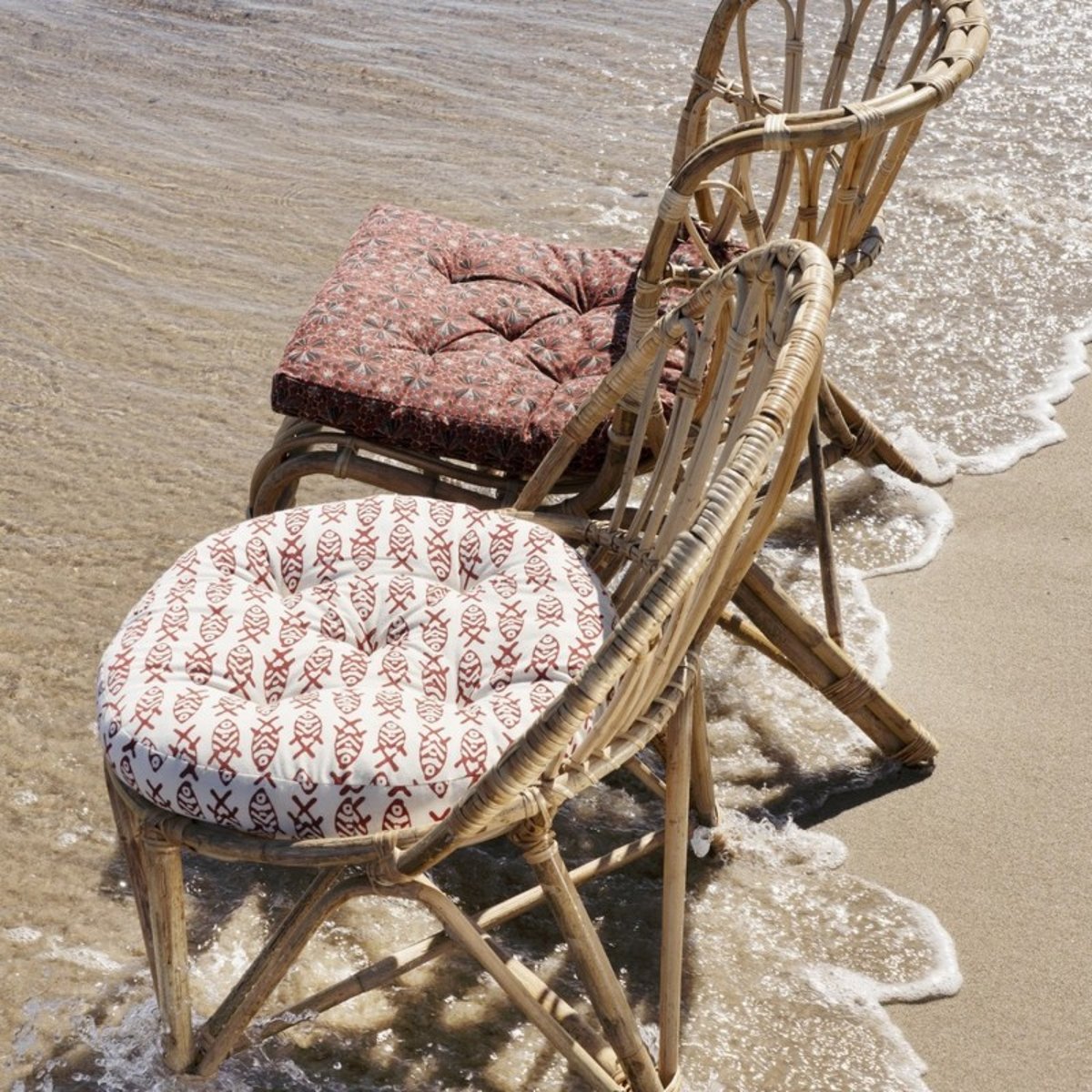 Coussin de chaise coton imprimé rouge, MADAM STOLTZ