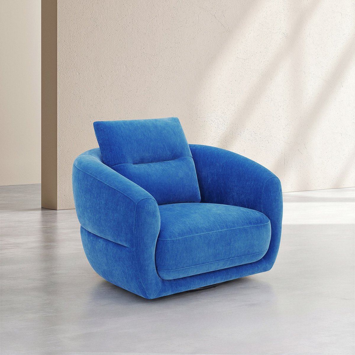 Fauteuil pivotant en tissu PRIANO bleu, HABITAT