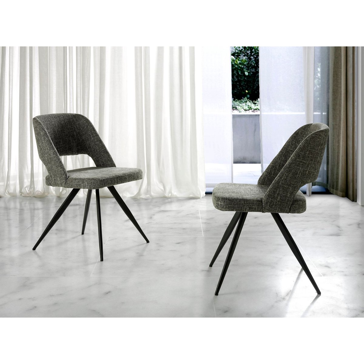 Chaise pivotante en tissu gris | noir, ANGEL CERDA