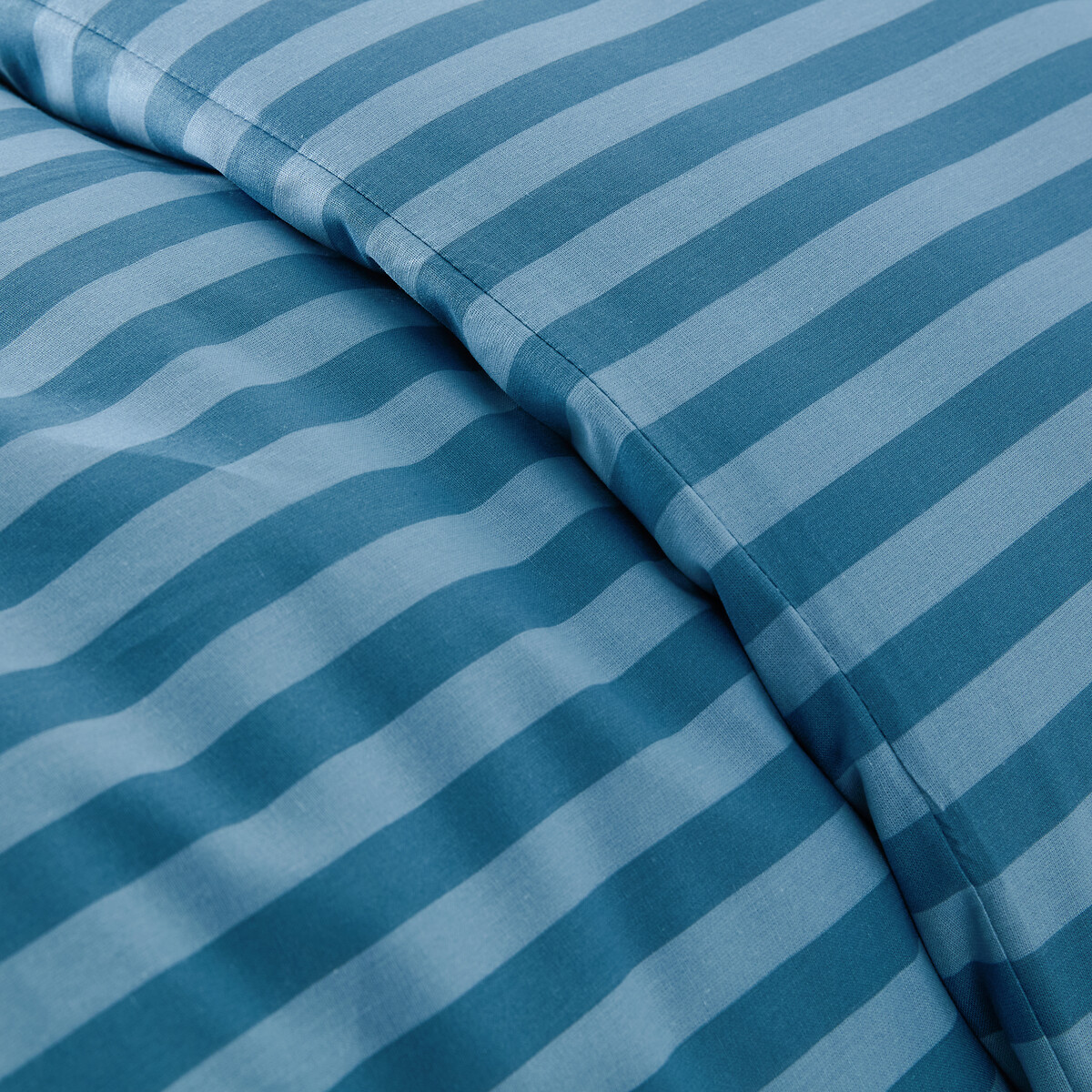Conjunto para cama infantil, 50% algodón reciclado, funda de almohada cuadrada, SACHA BLEU rayas azules, LA REDOUTE INTERIEURS