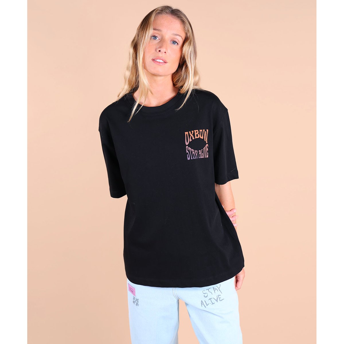 Tee-shirt printé poitrine et dos SHADED noir, OXBOW
