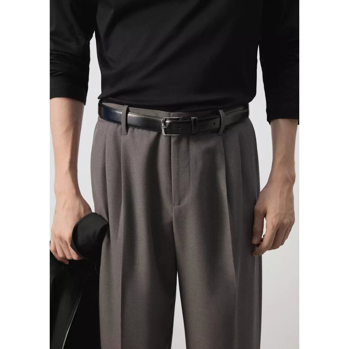 Pantalon relaxed-fit pinces marron moyen, MANGO MAN