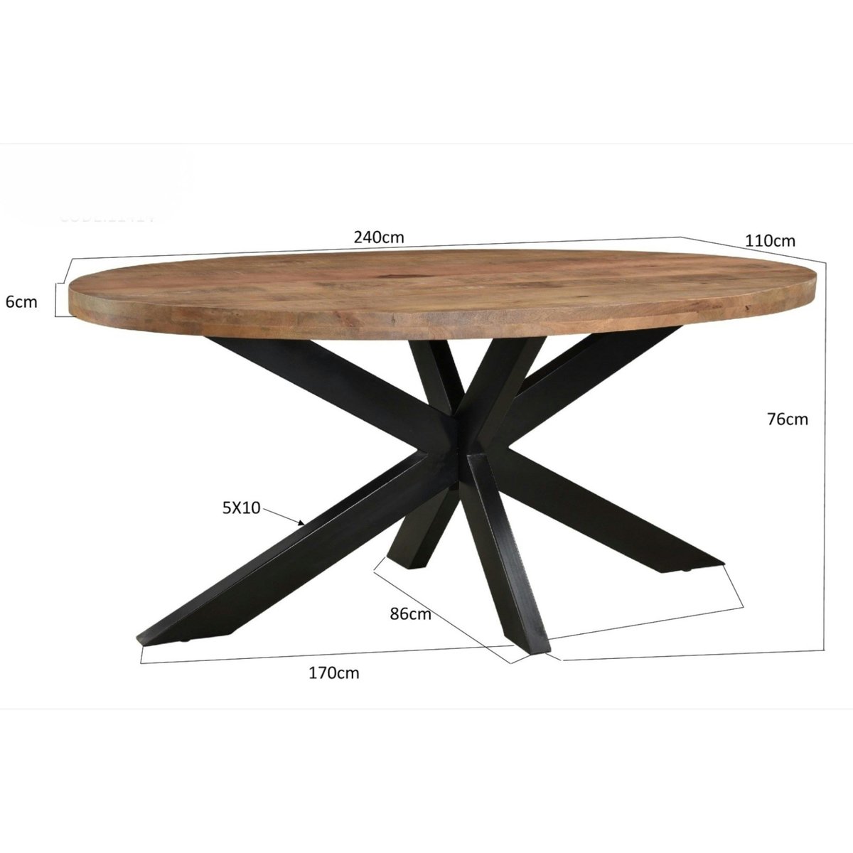 Table à manger ovale en bois de manguier 240 cm FULTON bois naturel, PIER IMPORT