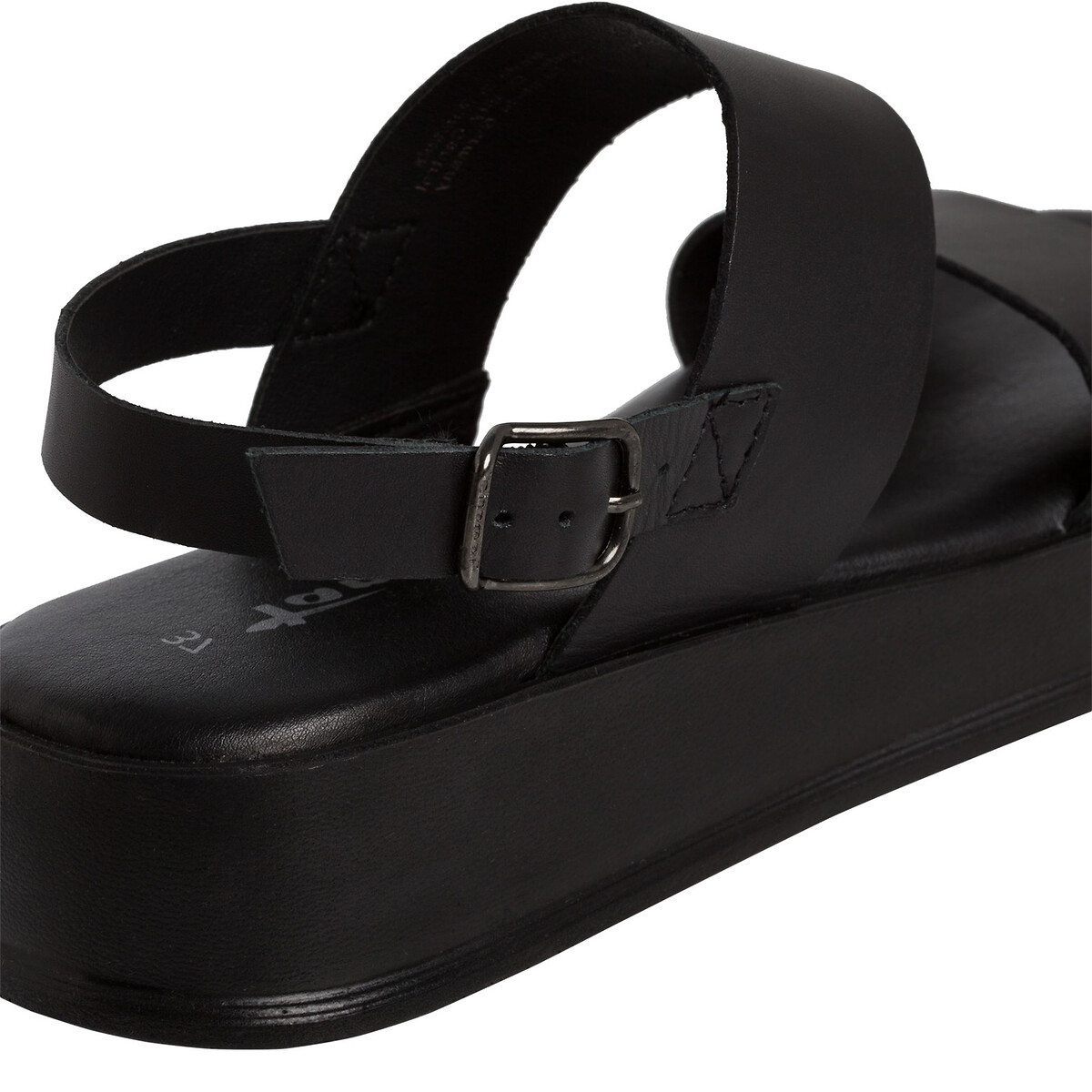 Sandales plateforme en cuir noir, TAMARIS