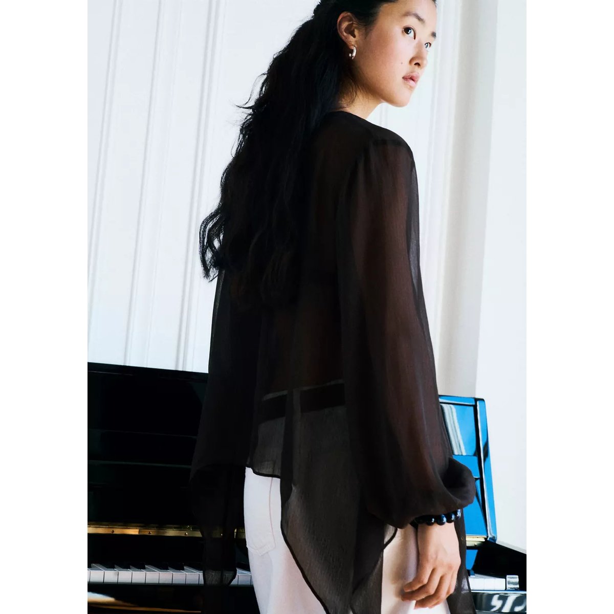 Chemise en mousseline asymétrique marron, MANGO TEEN