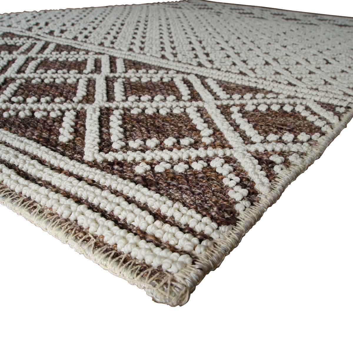 Tapis moderne à motif croisillons en relief MEDIA CROISILLONS BRUN marron, THE DECO FACTORY