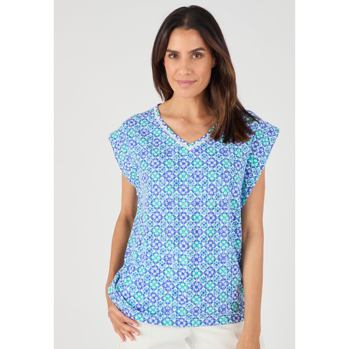 Top Climatyl sans manches bleu graphique, DAMART