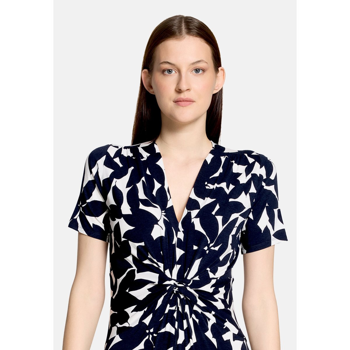 Robe longueur midi à fronce bleu/blanc, BETTY BARCLAY