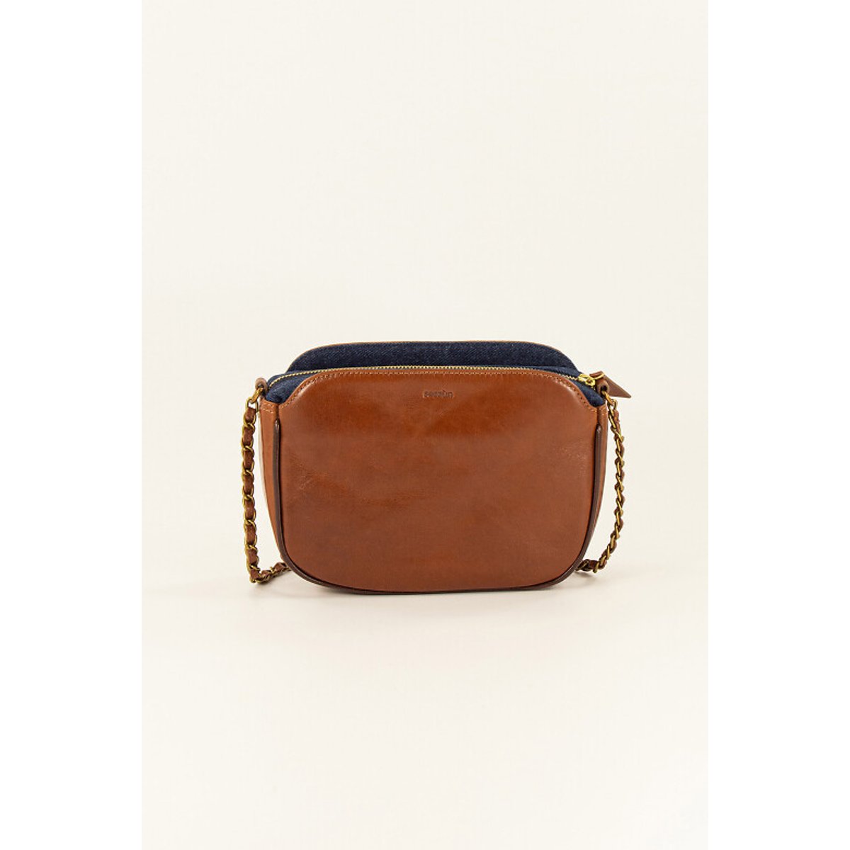 Sac à bandoulière en cuir, DIVINE camel/marine, SESSUN