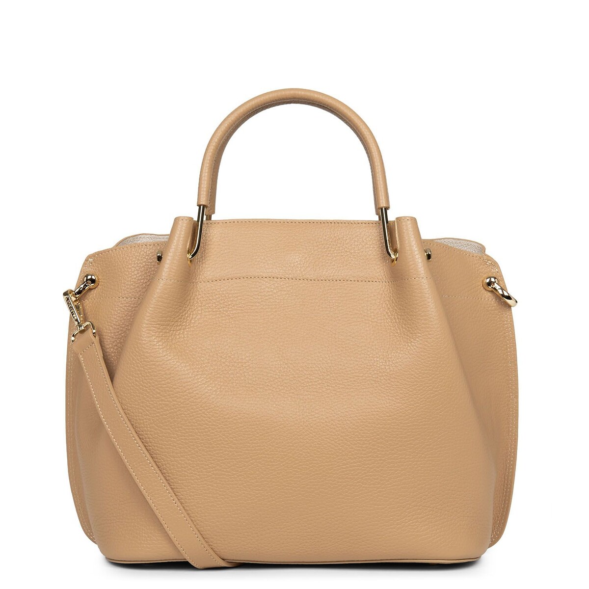 Foulonne Double Louisa leather zip-up large handbag natural, LANCASTER