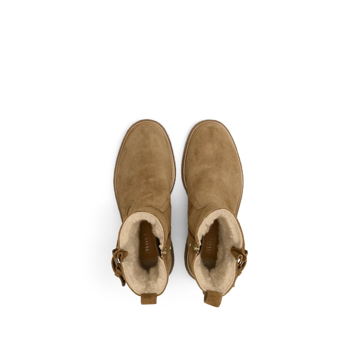 Bottes à tige courte modèle Lotta avec une doublure chaude et moelleuse marron foncé, MARC O'POLO