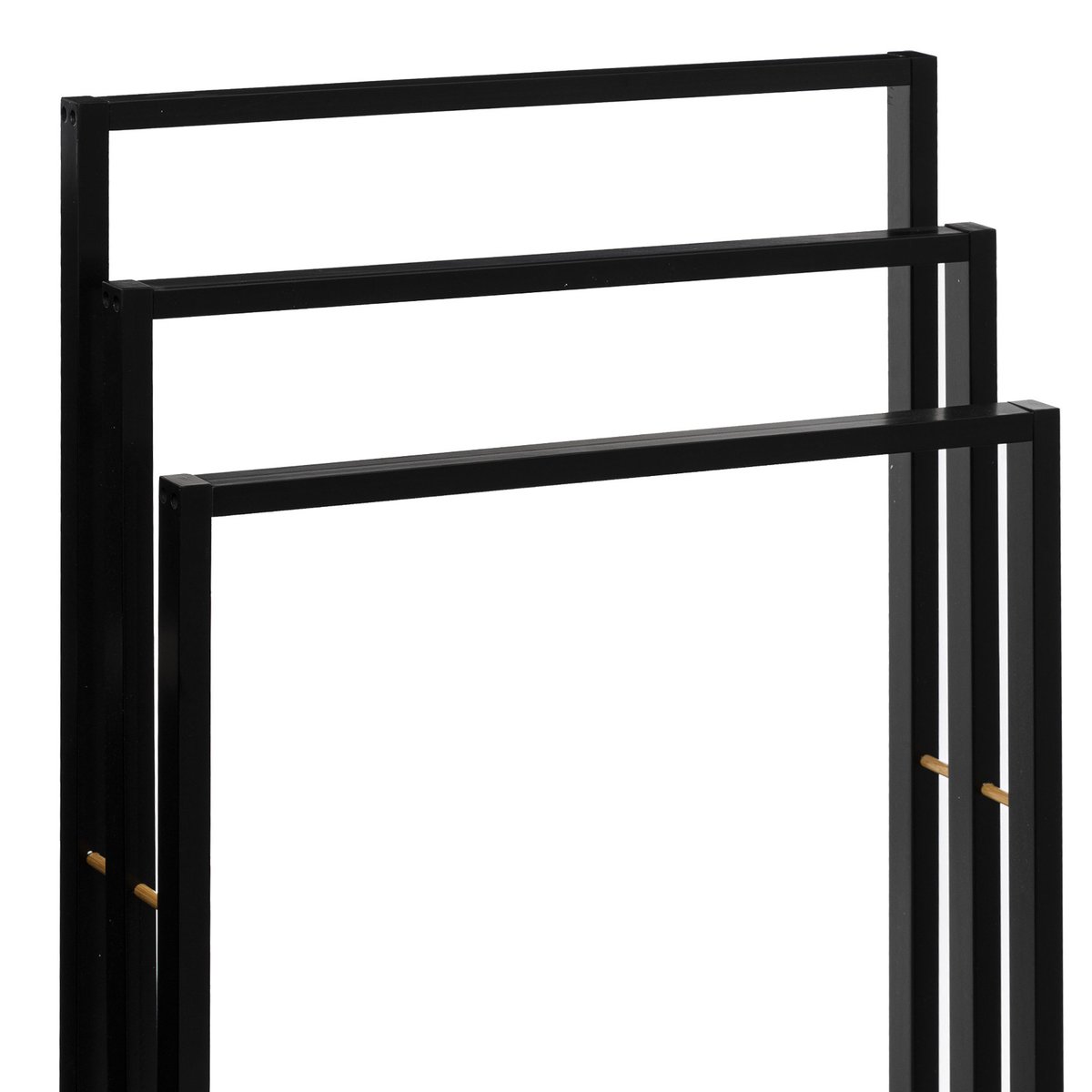 Porte-serviettes sur pieds 3 barres en bois et métal NATURÉO noir, 5FIVE SIMPLY SMART