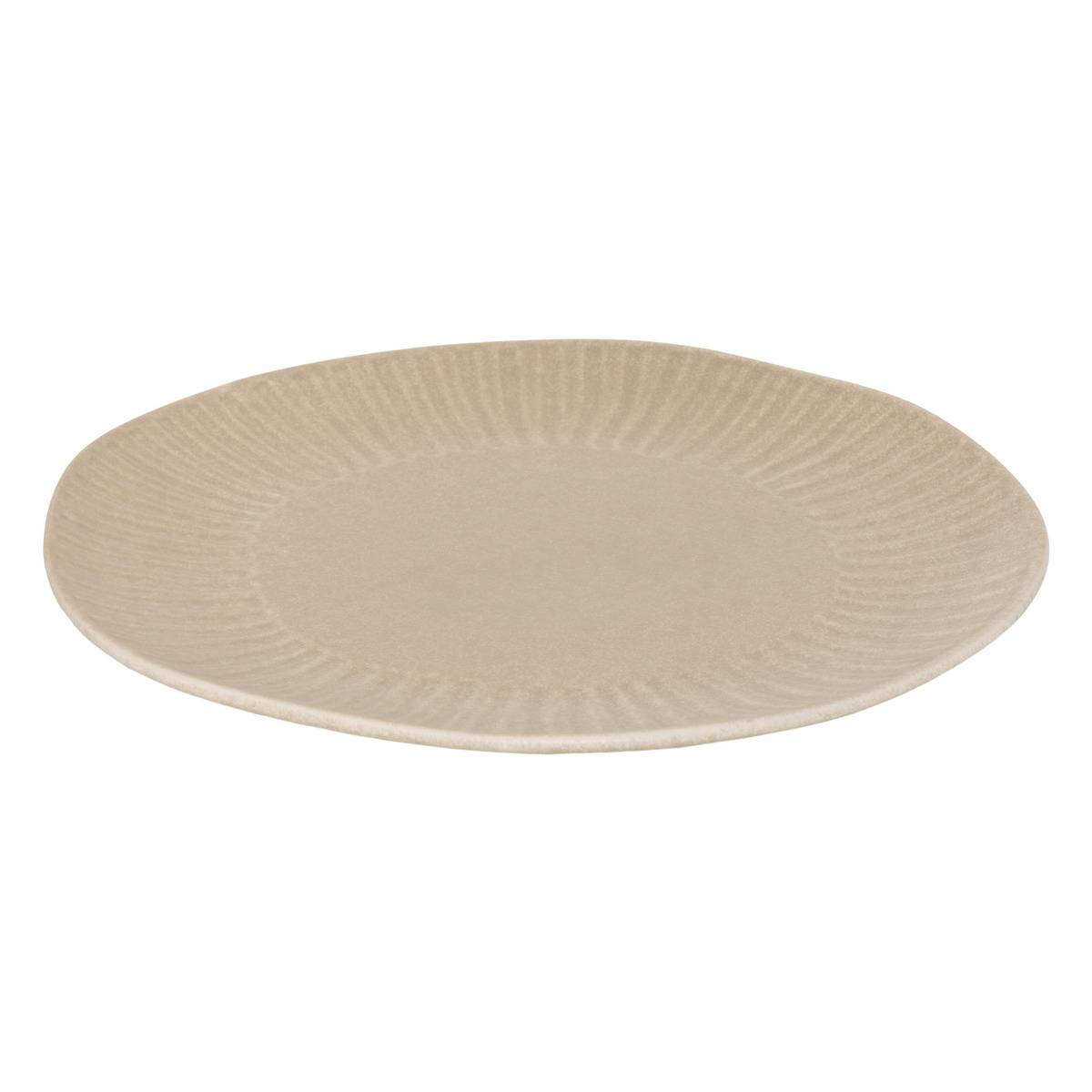 Assiette de présentation ronde en faïence NYERO beige, ATMOSPHERA