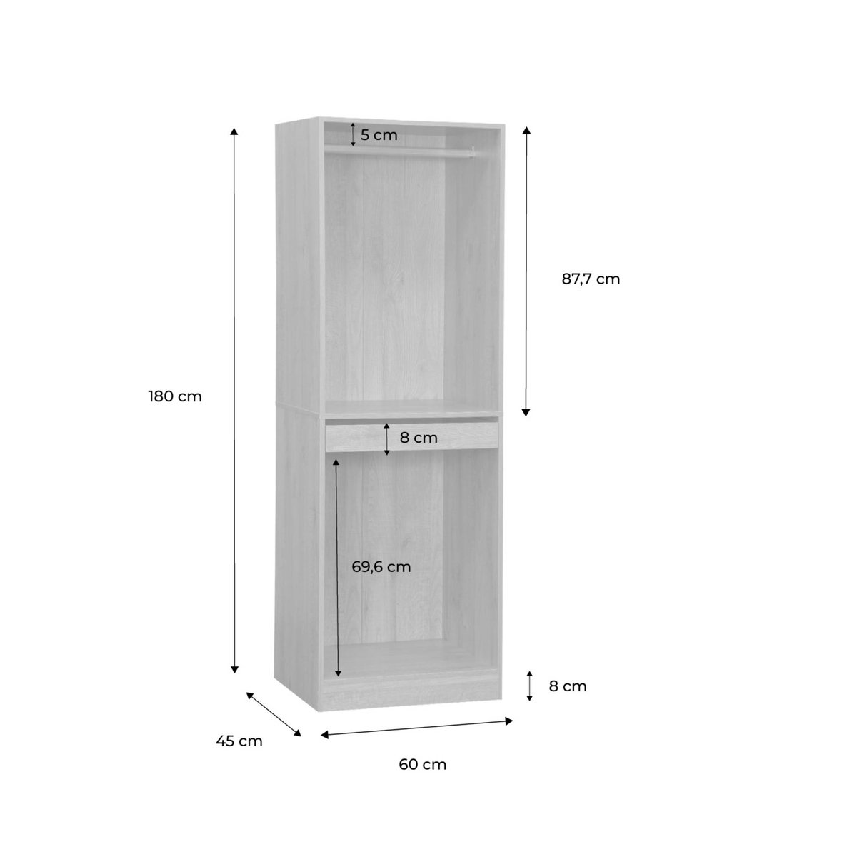 Module dressing décor bois avec penderie et porte-pantalons NEPAL naturel, SWEEEK
