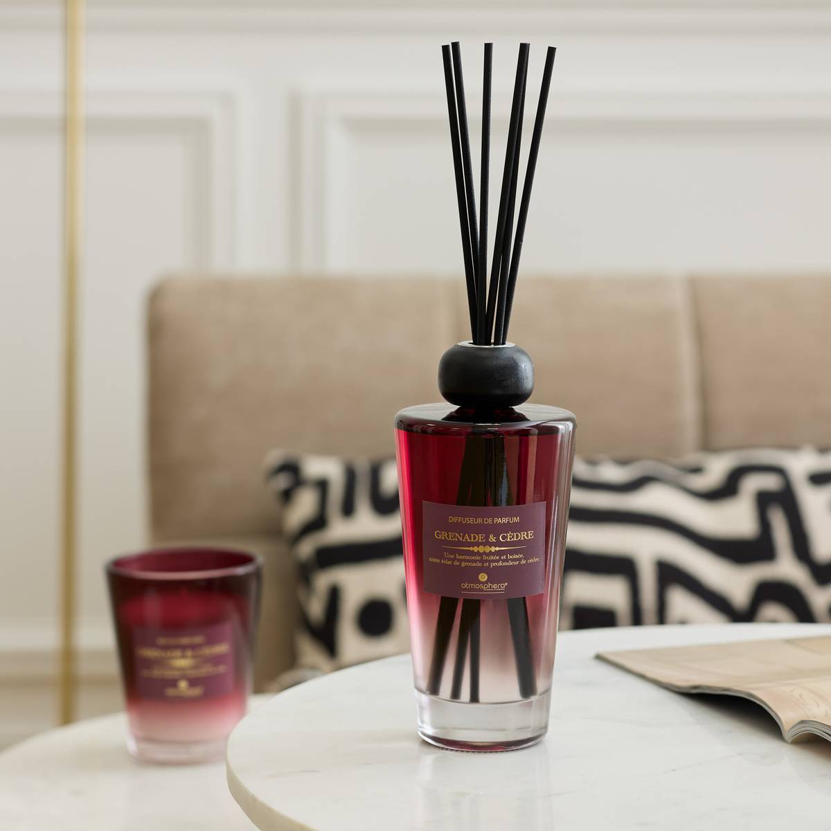 Diffuseur en verre ALMA rouge foncé, ATMOSPHERA