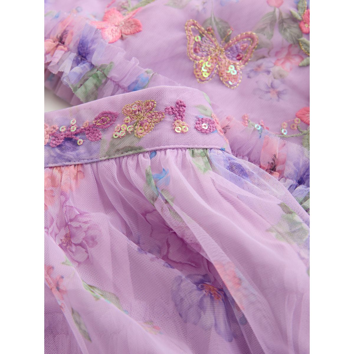 Ensemble haut à fleurs et jupe lehenga violet lilas, NEXT