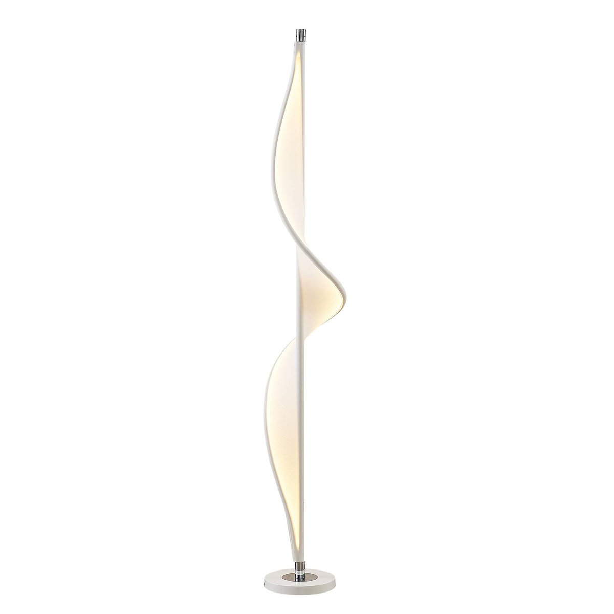 Lampadaire en textile moderneLED, Edano blanc, chrome, LUCANDE