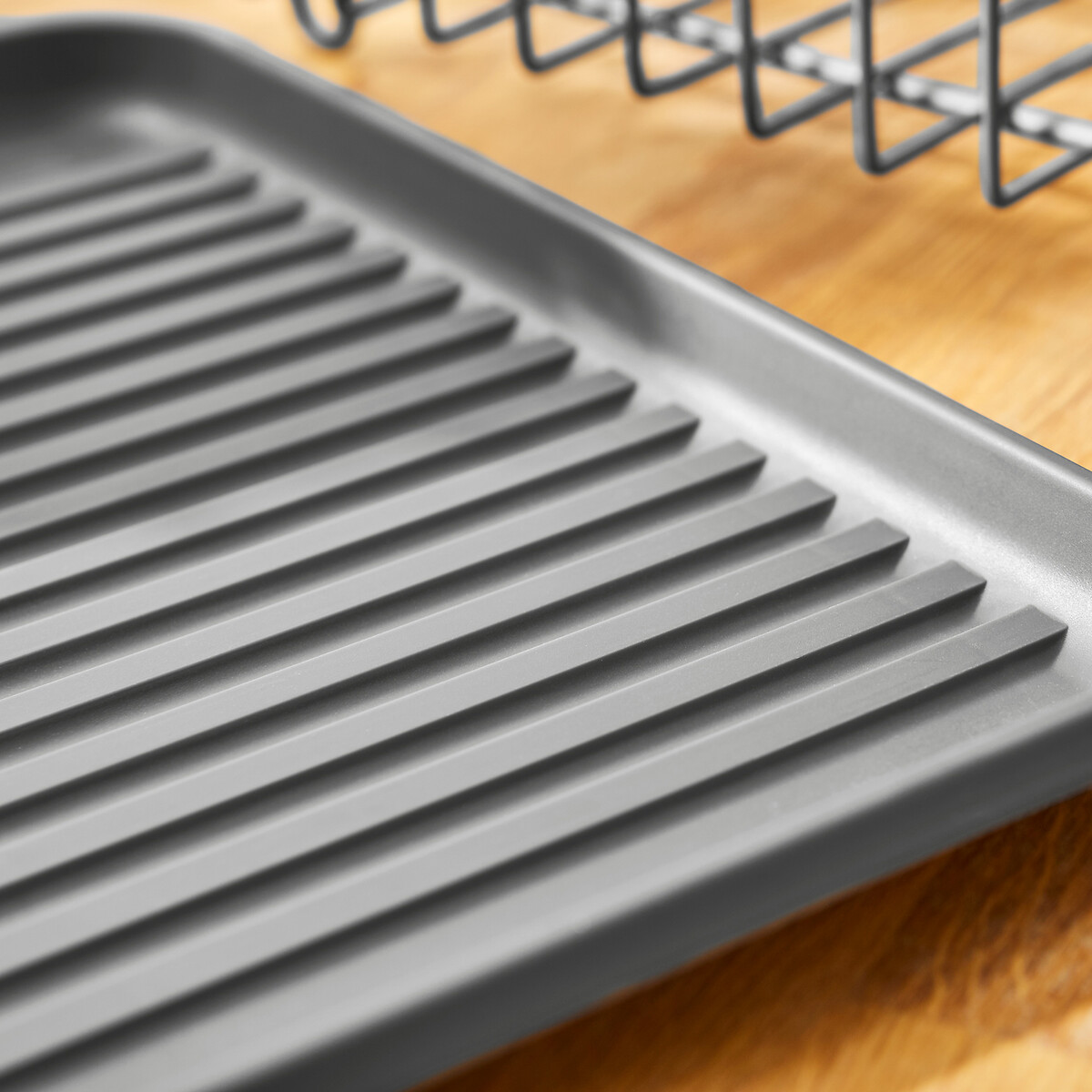 Scandi Dish Rack with Wooden Detail grey, TOWER
